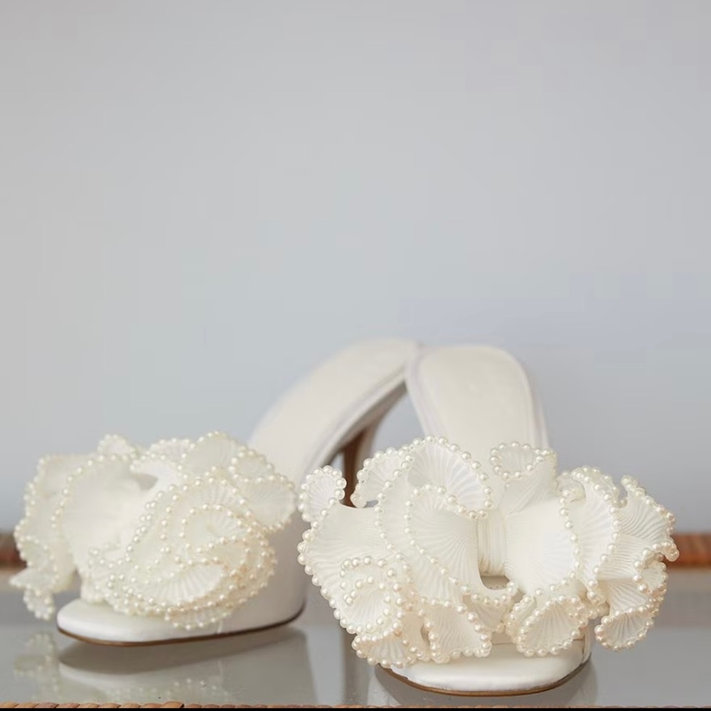 Gianni Bini x Venita Aspen Harlow Chiffon Pearl Bow Dress Sandals